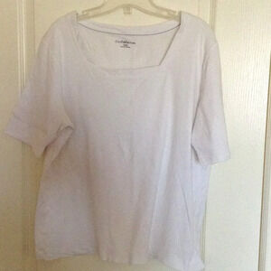 Croft & Barrow Women's White Cotton Short Sleeve T-Shirt Size XXL Top